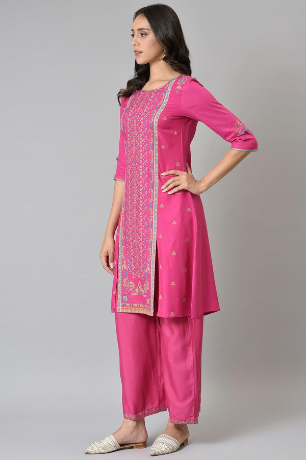 Pink Placement Printed Festive kurta