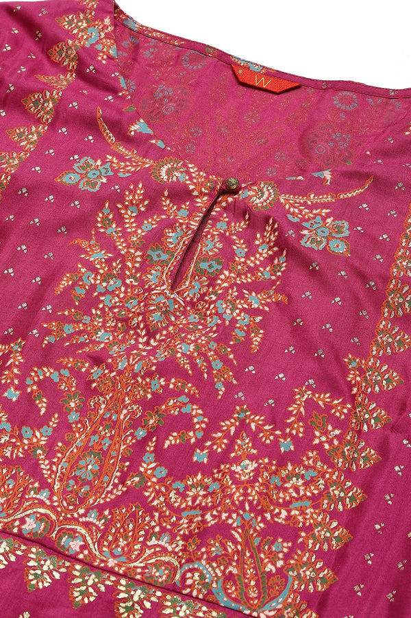 Grape Purple Glitter Floral Embellished Shantung A-Line Duo Dress