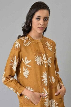 Mustard Floral Print Top