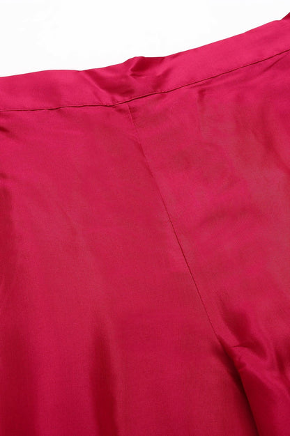 Dark Pink Shantung Straight Parallel Pants - wforwoman