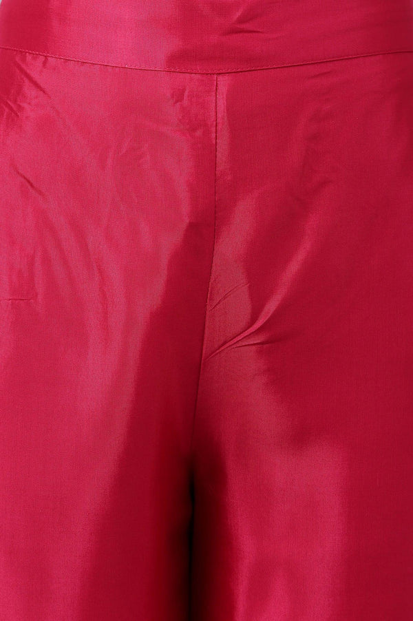 Dark Pink Shantung Straight Parallel Pants