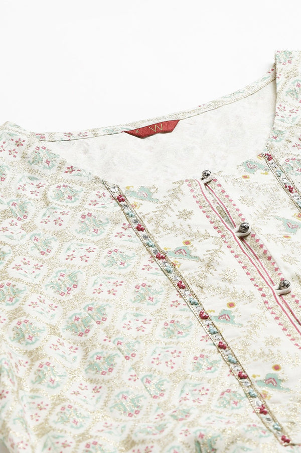 Ecru Festive Short kurta And Sharara Set