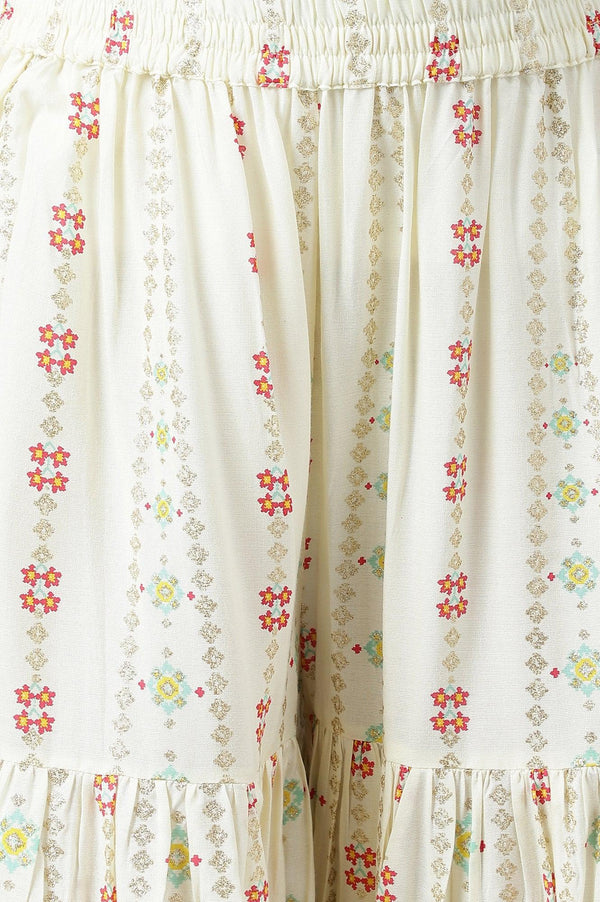 Ecru Festive Short kurta And Sharara Set