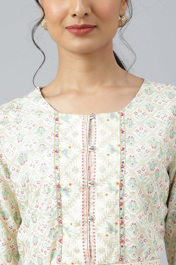 Ecru Festive Short kurta And Sharara Set
