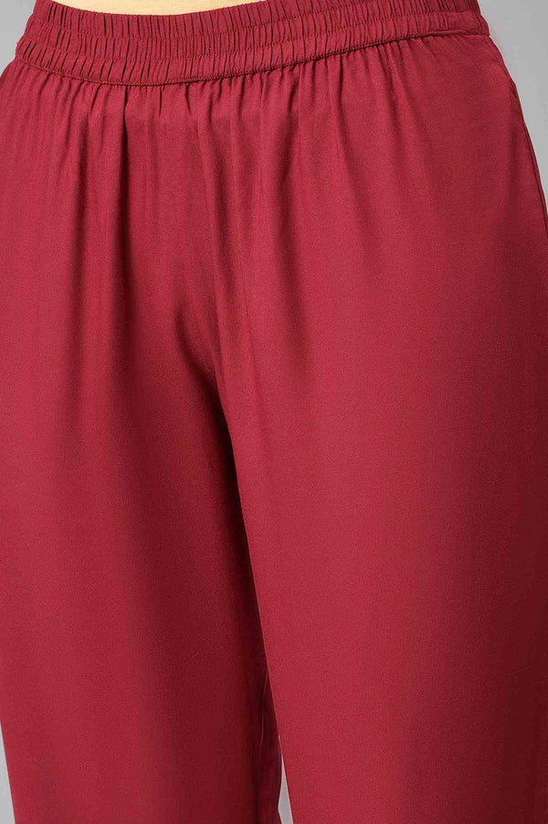 Maroon Mock Layer Festive kurta With Straight Pants