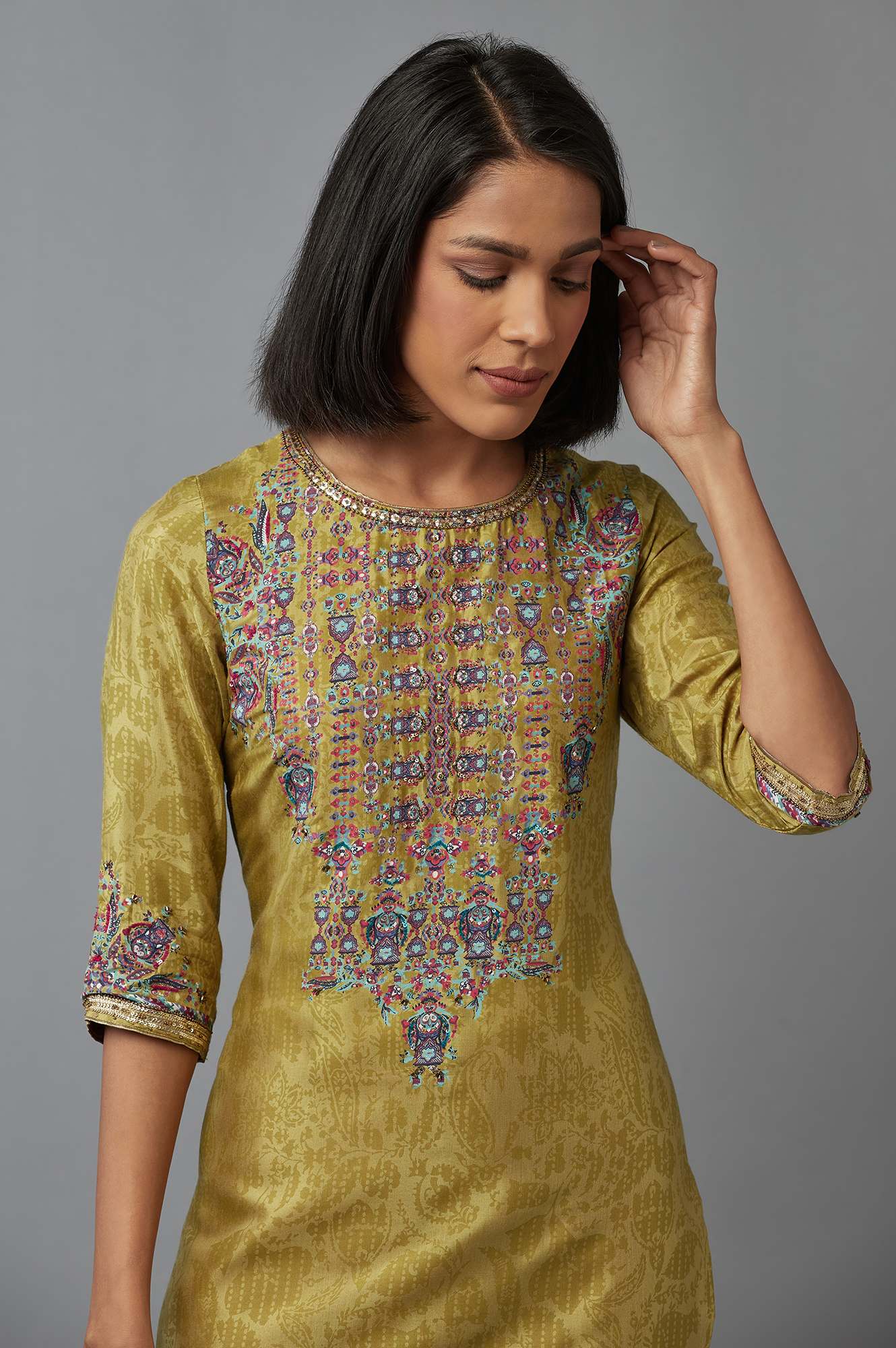 Green Printed kurta