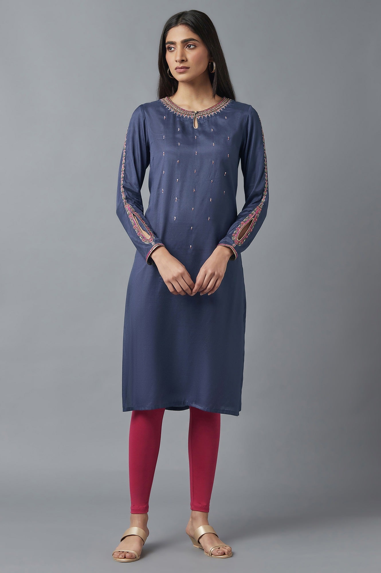 Blue Embroidered kurta