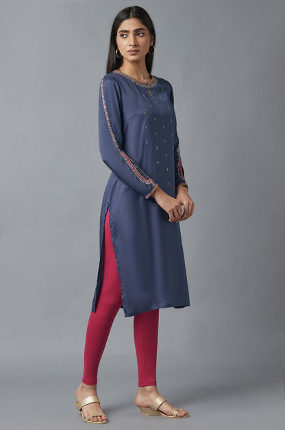 Blue Embroidered kurta