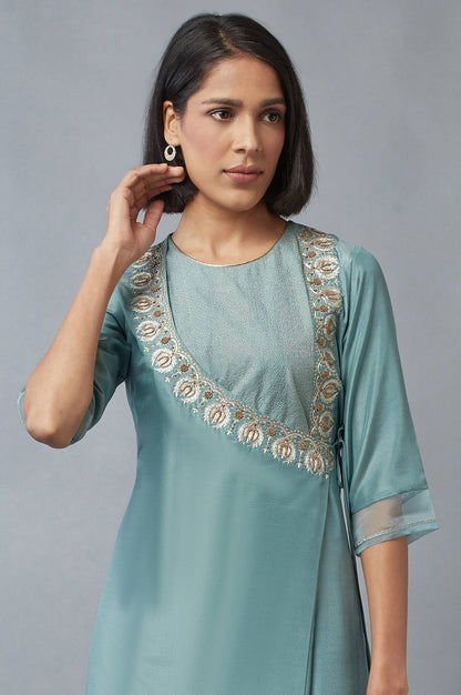 Sea Green Angrakha kurta