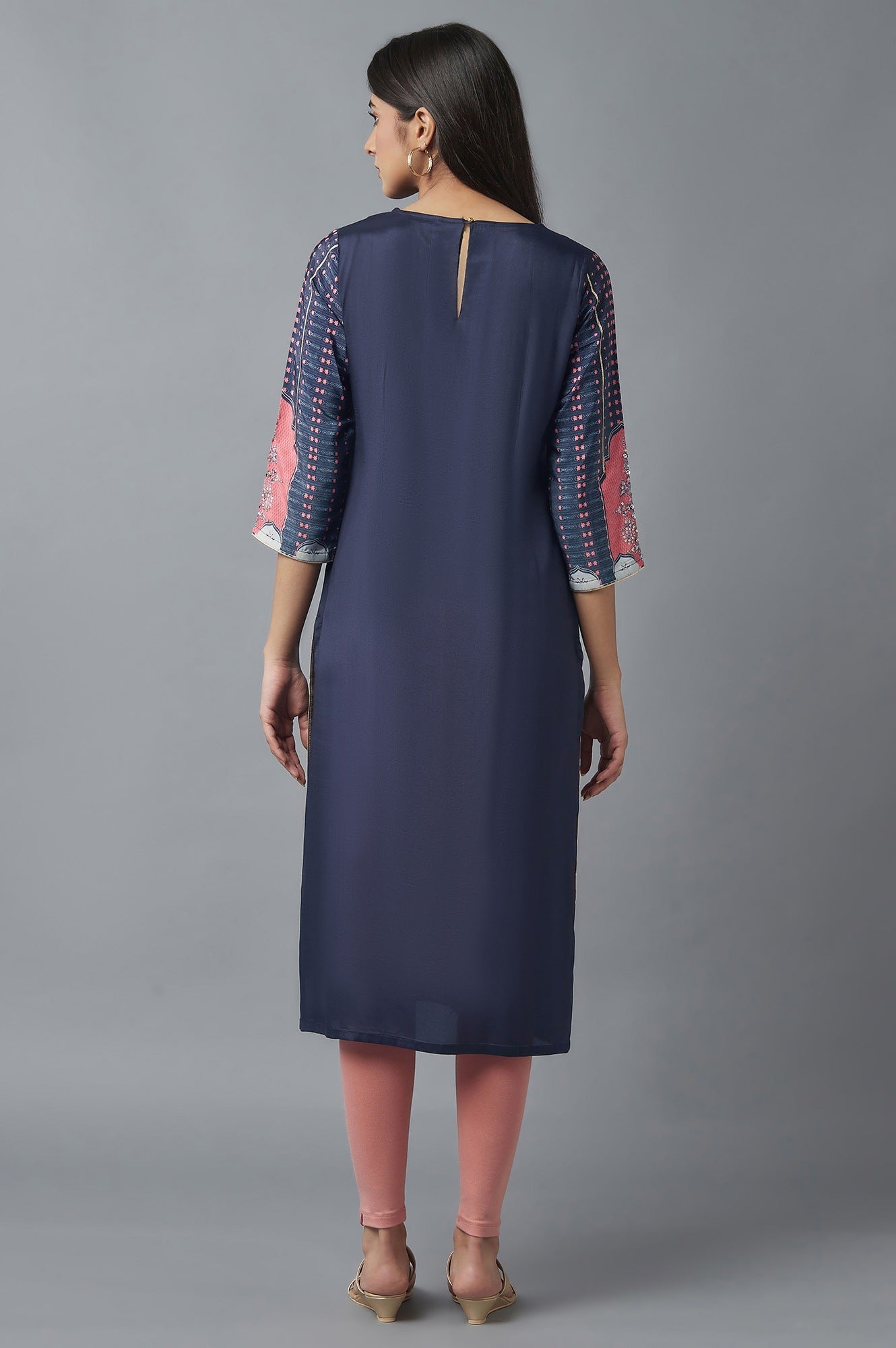 Navy Blue Floral Print kurta