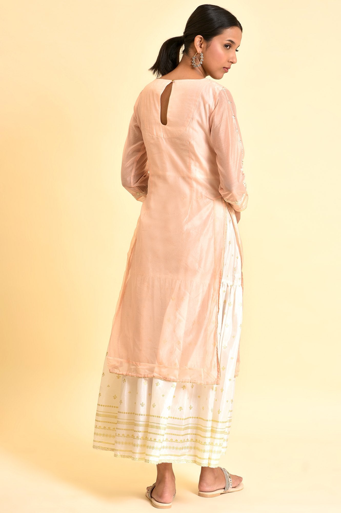 Pink Mock Layered Embroidered Dress