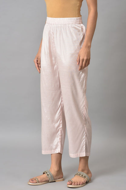 Pink Solid Slim Pants In Straight Silhouette