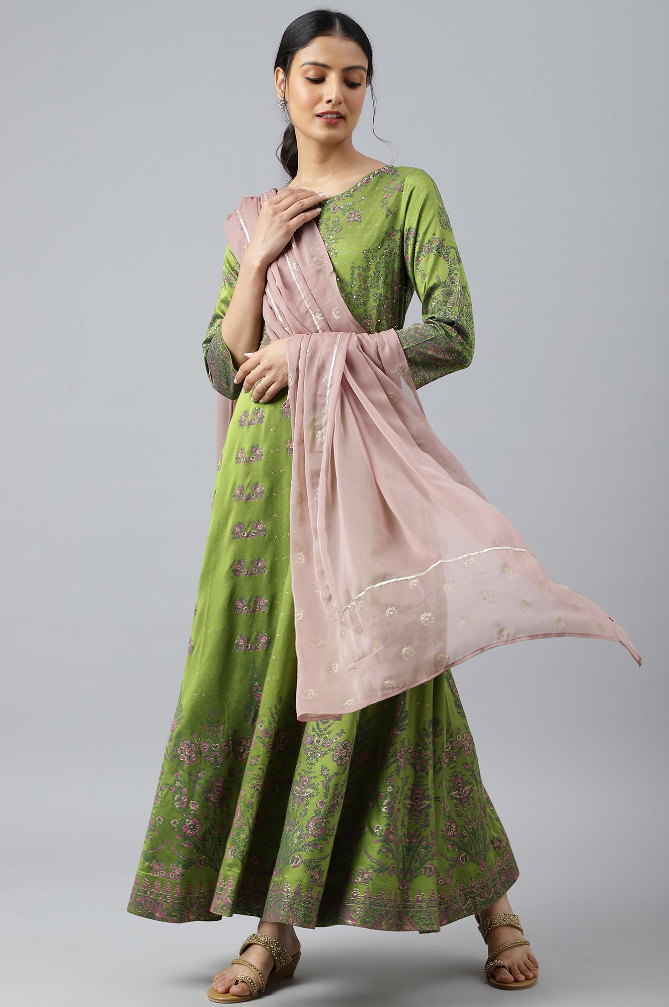 Light Pink Festive Paisley Print Dupatta