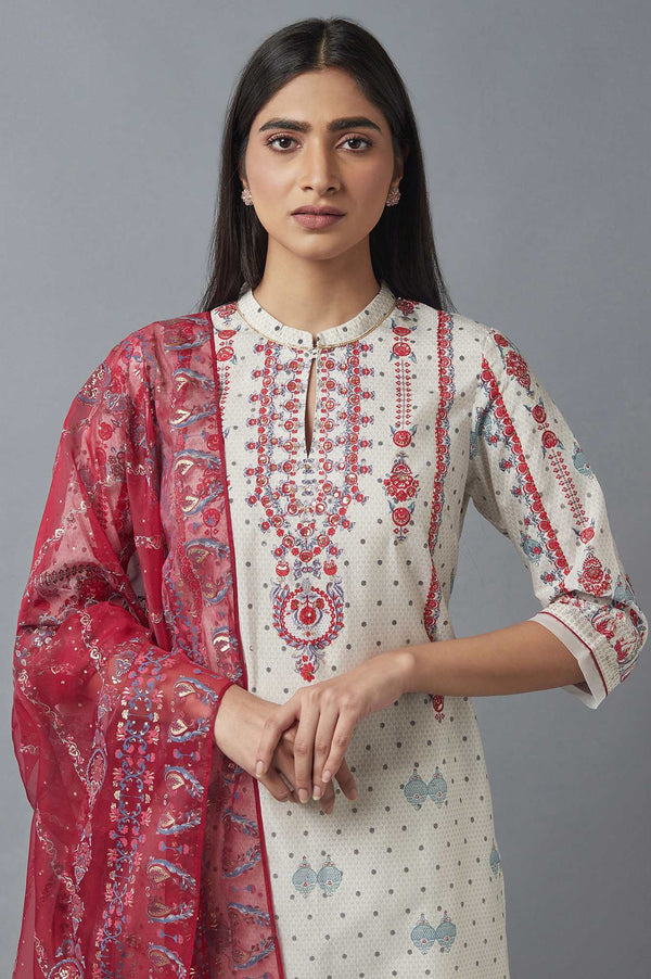 Ecru kurta, Sharara and Dupatta Set
