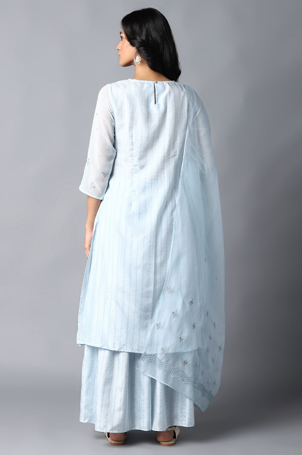 Light Blue kurta, Sharara And Dupatta Set