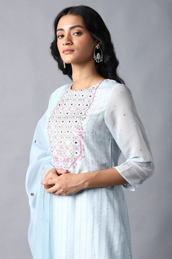 Light Blue kurta, Sharara And Dupatta Set
