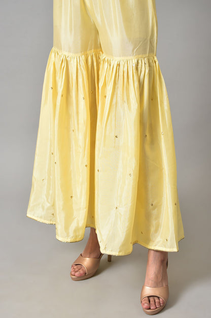 Light Yellow Short kurta With Sharara And Dupatta