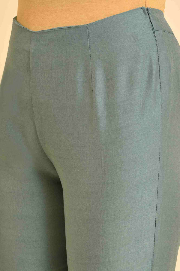 Sage Green Angrakha Kurta And Pants Set
