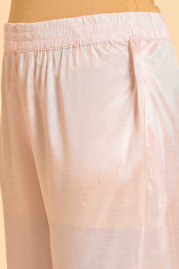 Light Pink Embroidered Kurta, Pants And Dupatta Set