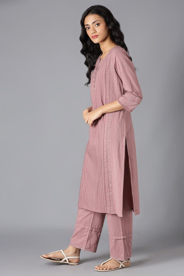 Light Pink Pintuck Cotton kurta