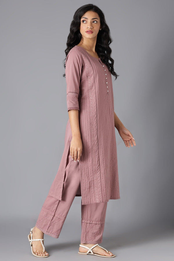 Light Pink Pintuck Cotton kurta