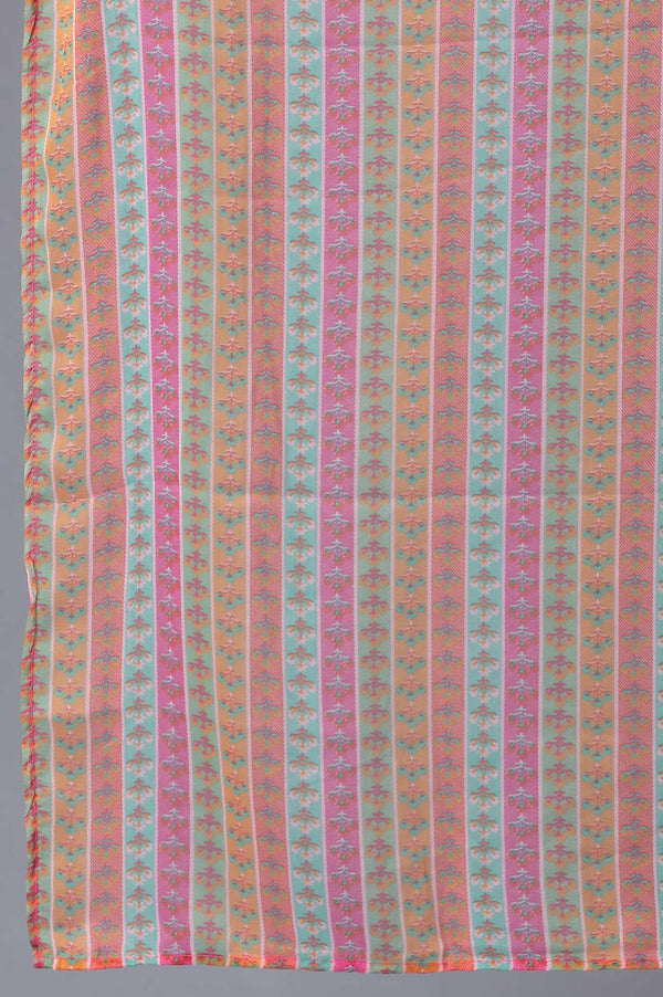 Light Pink Floral kurta in Round Neck with Parallel Pants and Dupatta