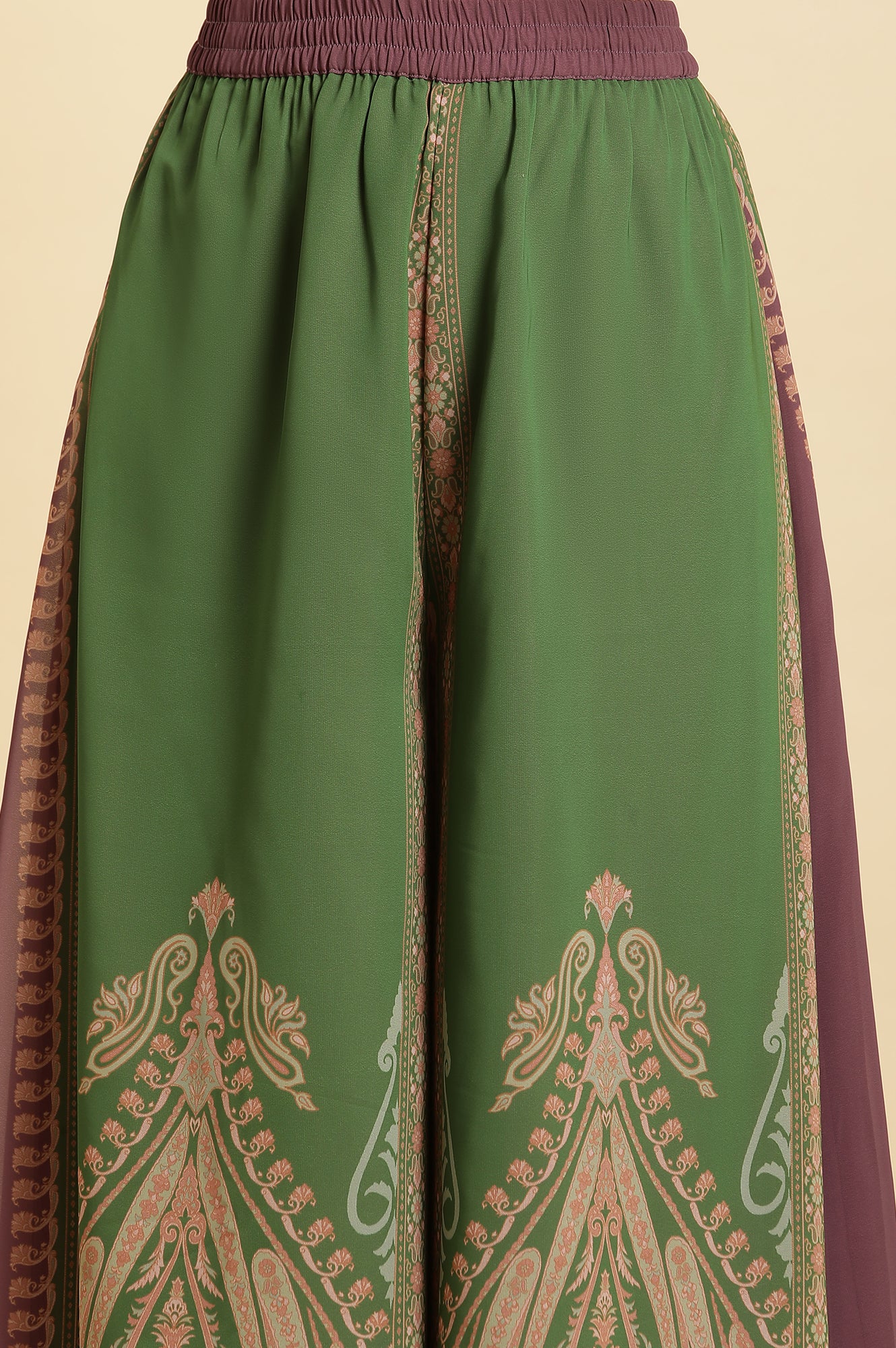 Green Placement Printed Georgette Kurta, Pants And Dupatta Set