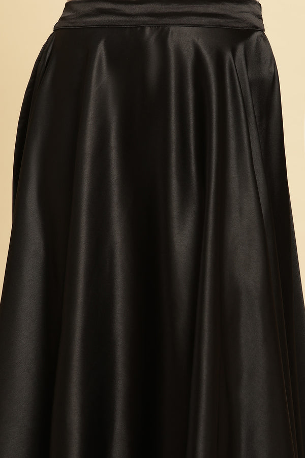 Black Zari Embroidered Sheer Straight Kurta and Skirt Set