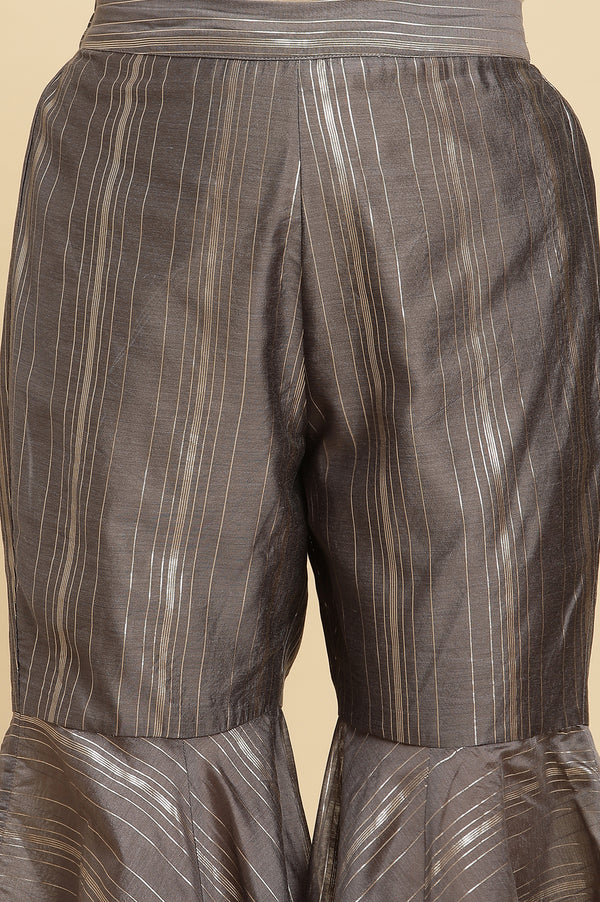 Light Grey Embroidered Heavy Festive Kurta And Sharara And Dupatta Set