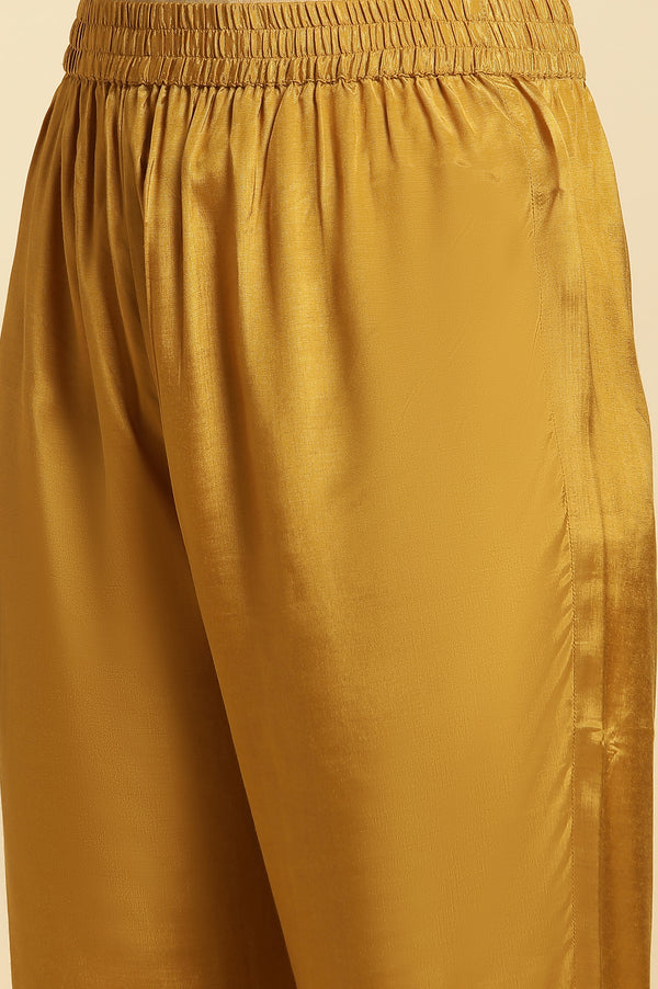Yellow Embroidered Kurta, Pants And Dupatta Set
