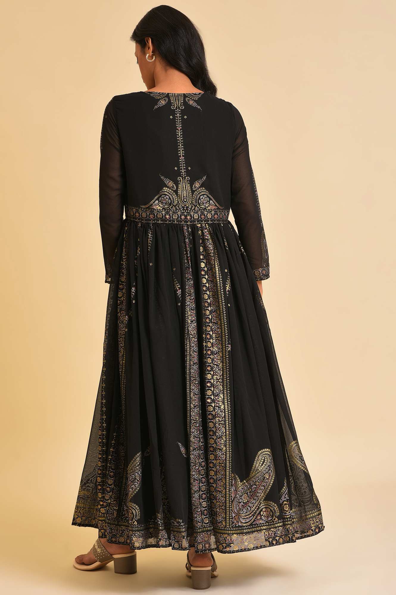 Black Foil Printed Victorian Dress Black Foil Printed Victorian Dress