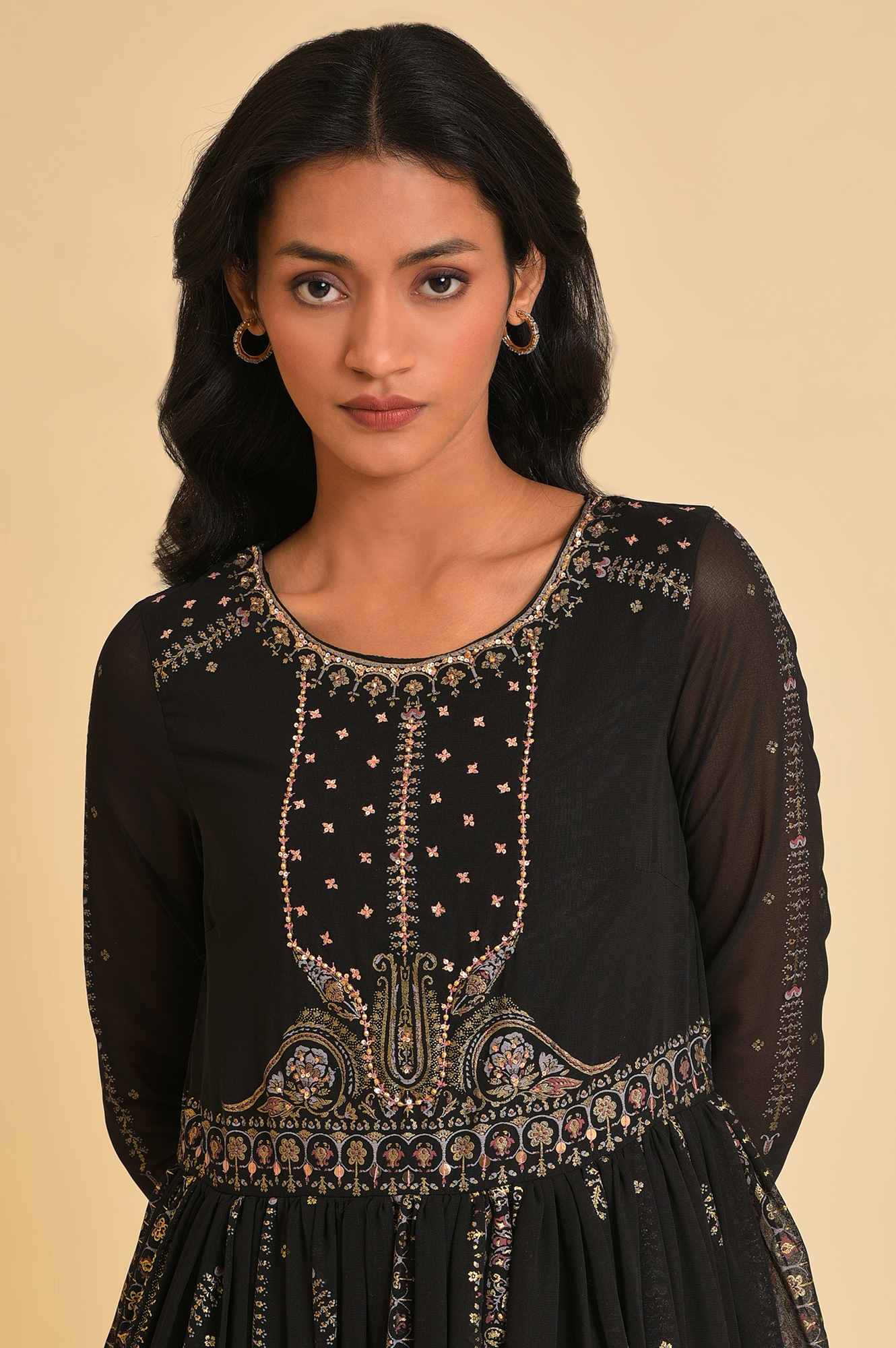 Black Foil Printed Victorian Dress Black Foil Printed Victorian Dress