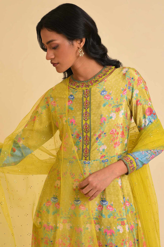 Mustard Yellow Dress Material Set With Dupatta