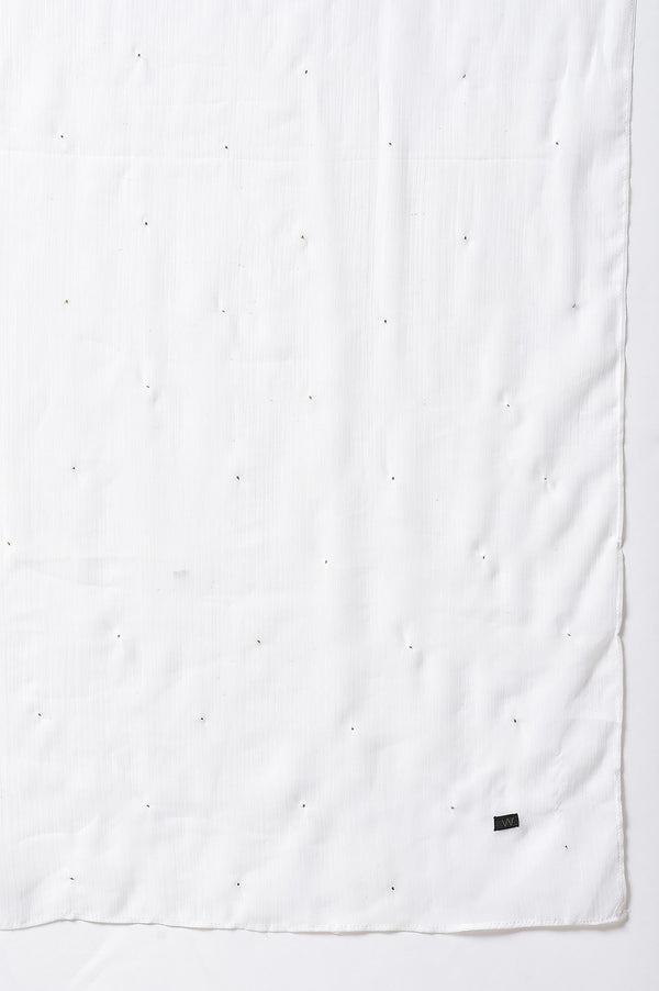 Ecru & Blue Floral Georgette kurta With Parallel Pants And Dupatta