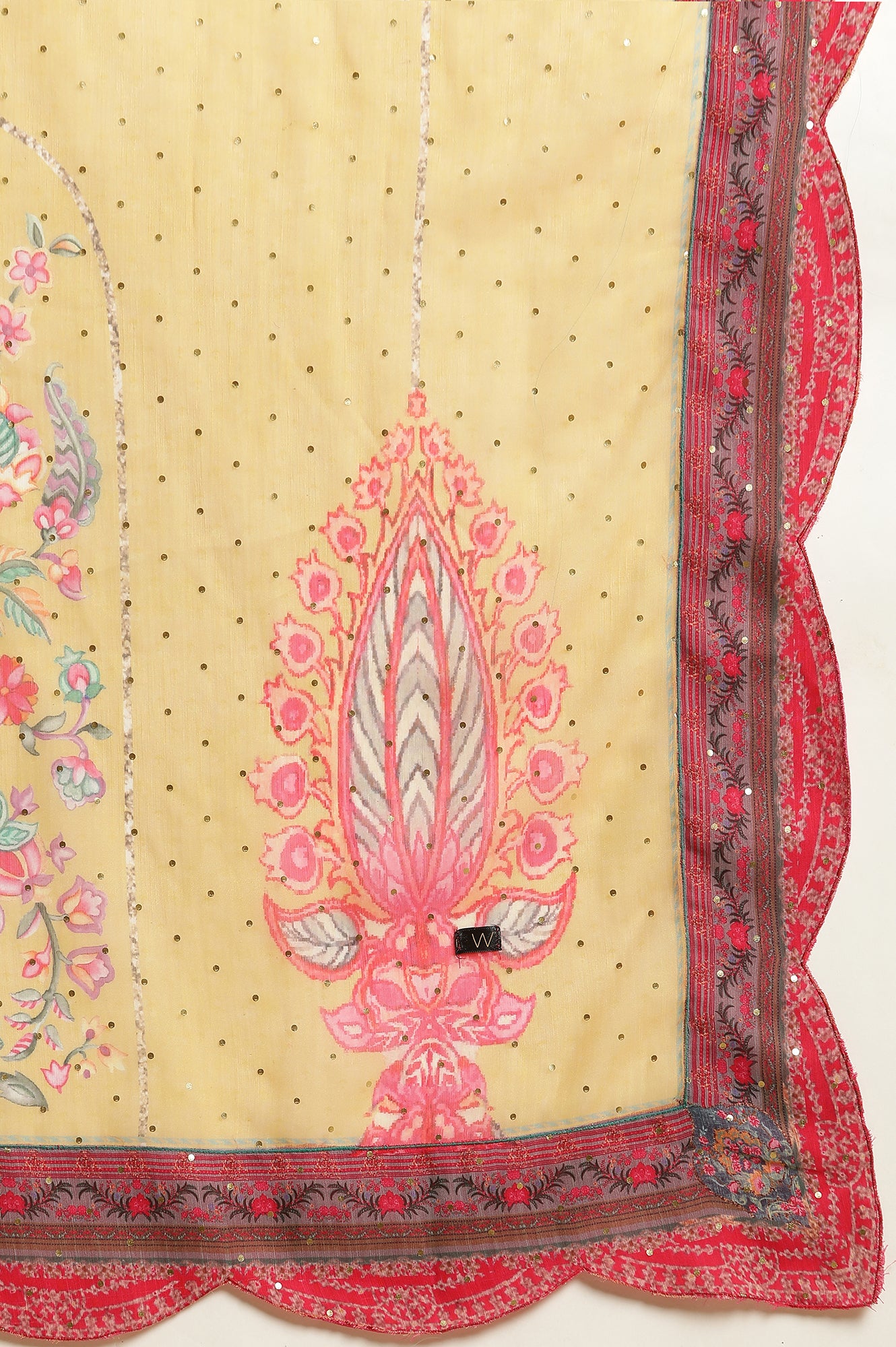 Pink Embroidered Anarkali Kurta, Pants &amp; Printed Dupatta Set