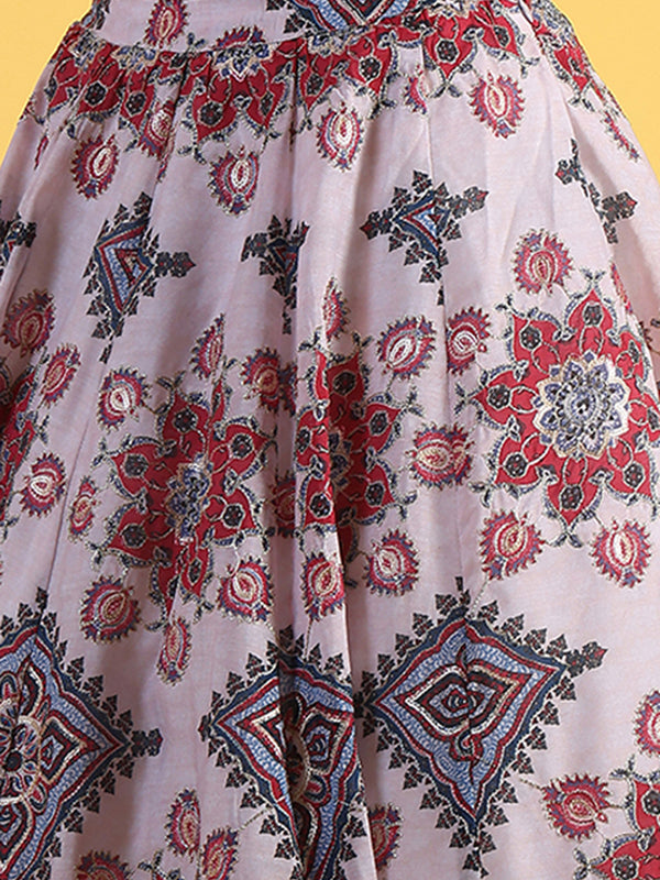 White Embroidered Beads Straight Blouse Top & Skirt with Dupatta Set