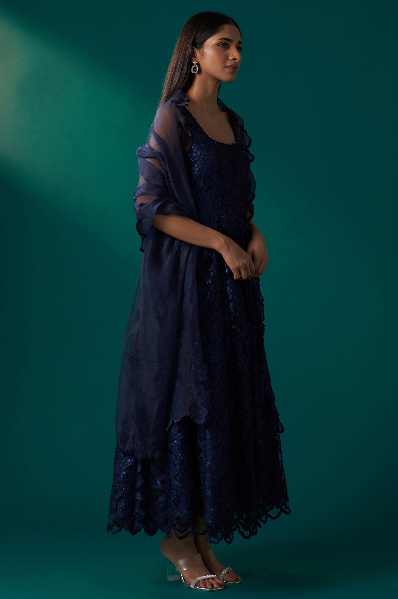 blue dress with dupatta Navy Blue Anarkali Suit Set with Dupatta Indian Party Wear Anarkali Dress Elegant Ethnic Wear for Wedding for women outfit