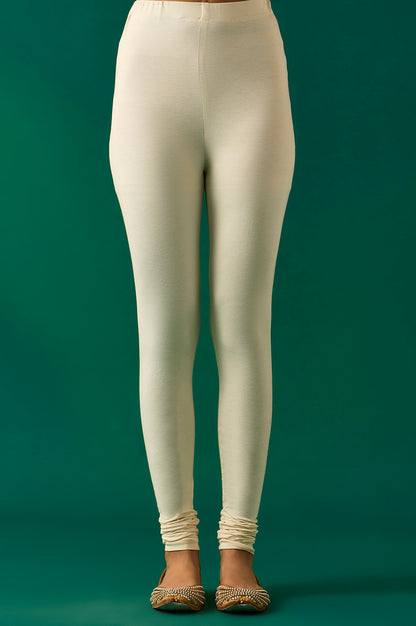 White Thread Embroidered Chanderi Sleeveless Flared Kurta, Churidar and Dupatta Set