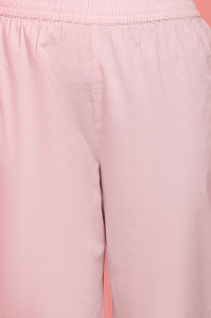 Pastel Pink Embroidered Festive Anarkali Kurta, Pants and Dupatta Set