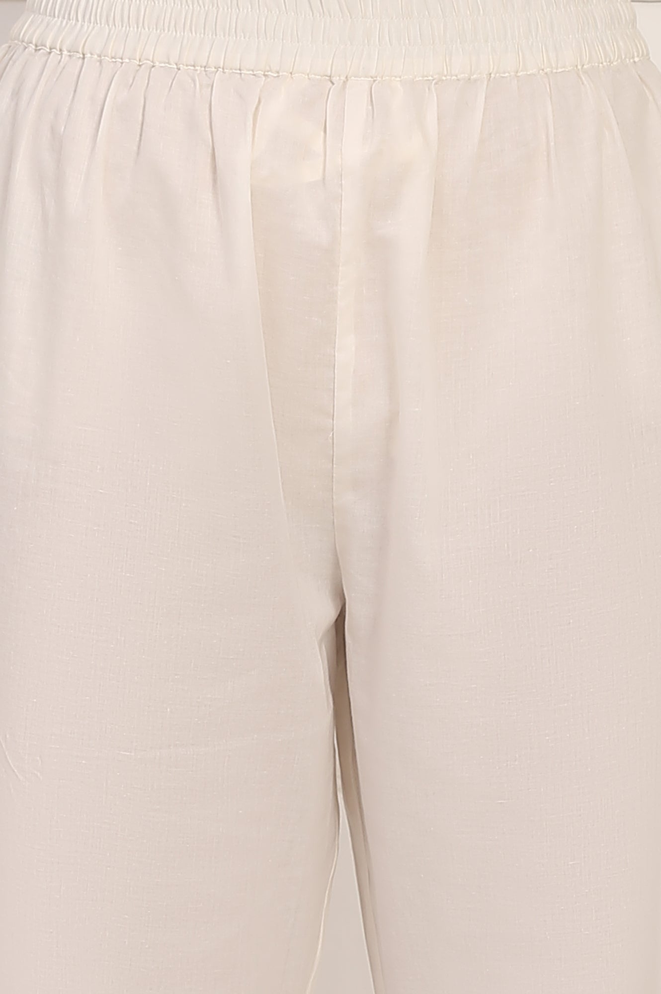 Off White Thread Embroidered Organza Flared Kurta, Pants and Dupatta Set