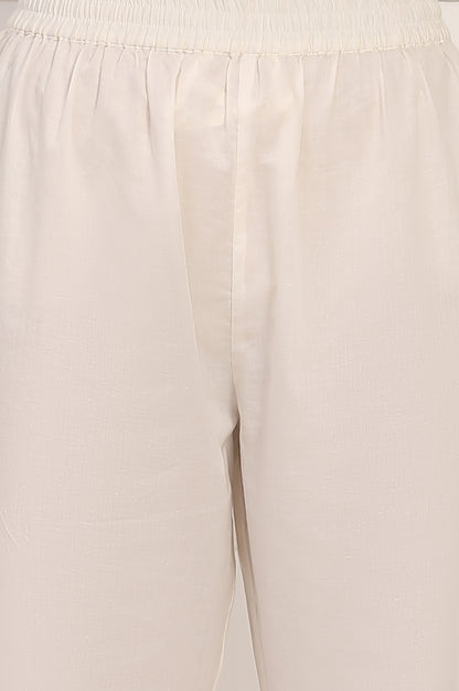 Off White Thread Embroidered Organza Flared Kurta, Pants and Dupatta Set