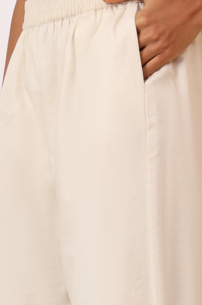 White Heavy Embroidered Anarkali Kurta, Pants and Dupatta Set