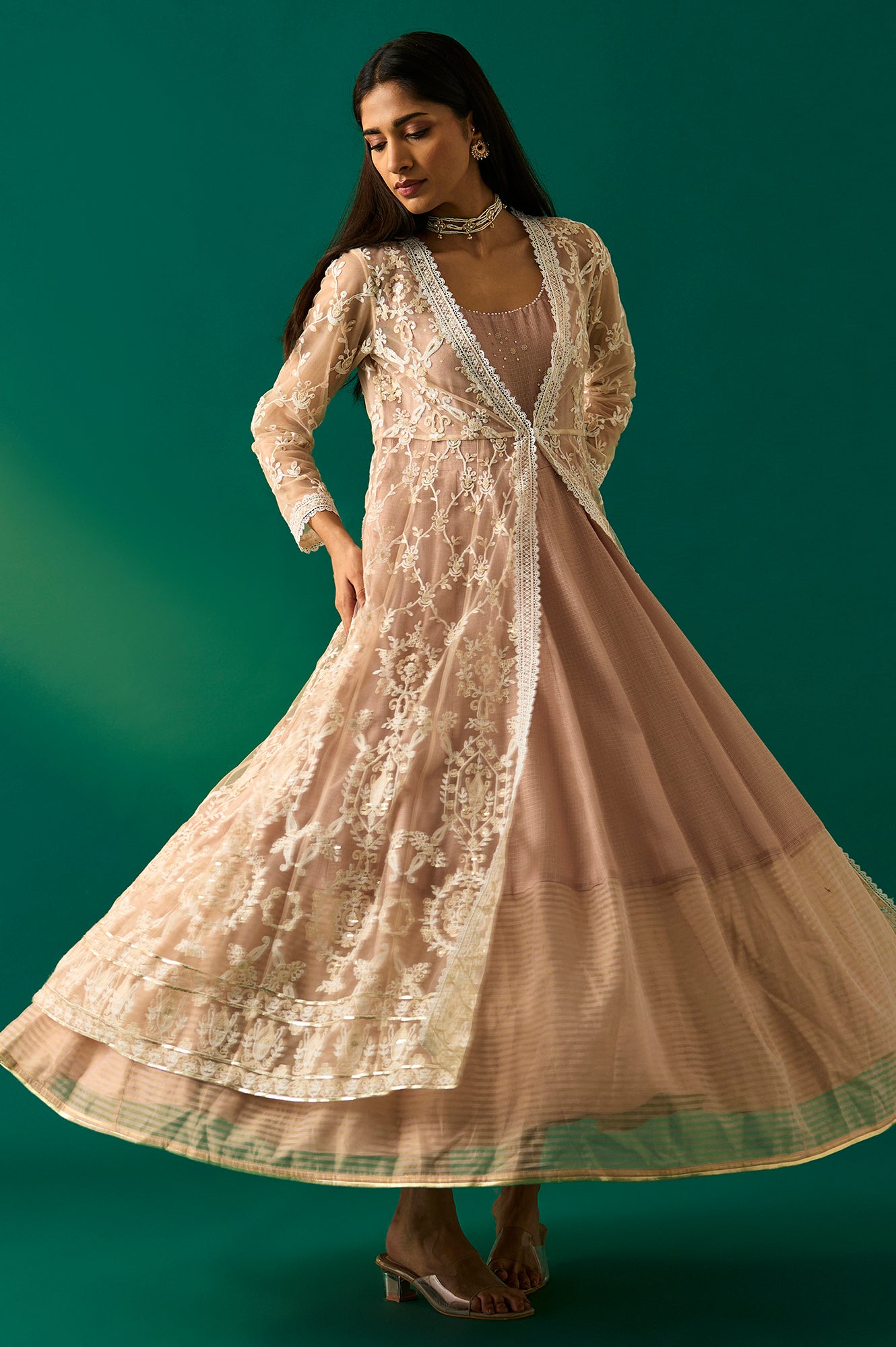 Rose Gold Sequin Blazer Dress Old Rose Sequin Embroidered Mesh Jacket and Dress Set Rose Gold Sequin Blazer Dress Old Rose Sequin Embroidered Mesh Jacket and Dress Set