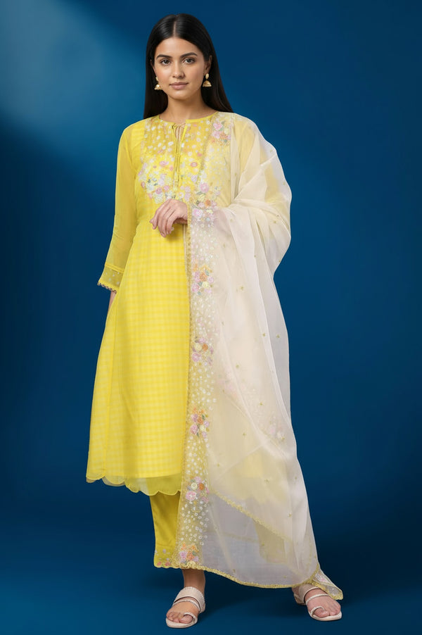 Shop Designer Haldi Dress for Women in Vibrant Yellow Tones - Wishful by W Shop Designer Haldi Dress for Women in Vibrant Yellow Tones - Wishful by W
