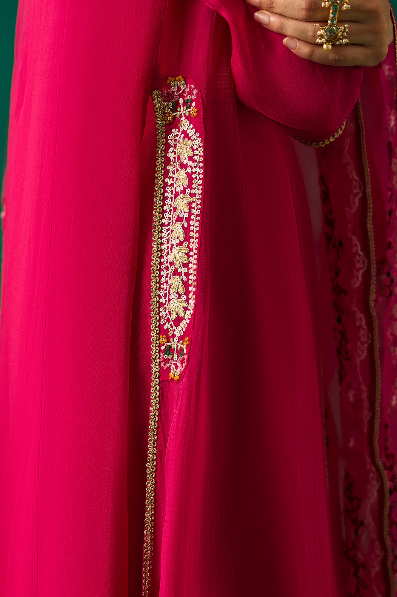 Pink Embroidered Straight Rayon Kurta with Parallel Pant and Dupatta Set
