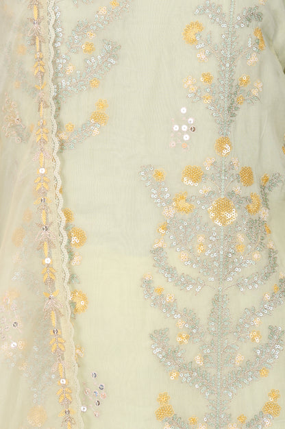 Sea Green Embroidered Straight Organza Kurta With Culottes and Dupatta Set