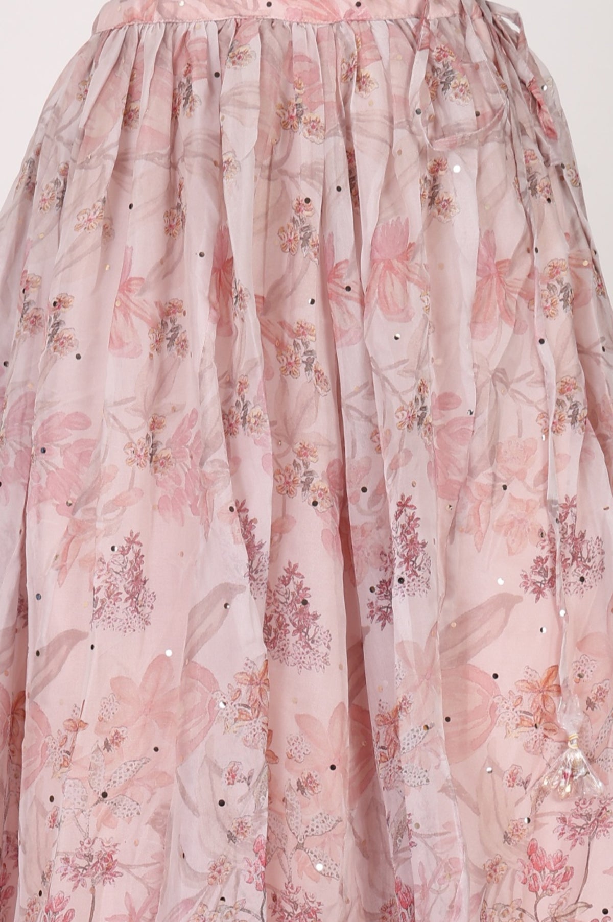 Pink Sequin Sleeveless Blouse And Lehenga Set with Cape test
